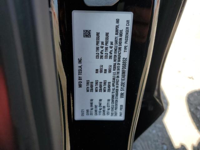 VIN 5YJ3E1EA8MF068852 2021 Tesla MODEL 3 no.12