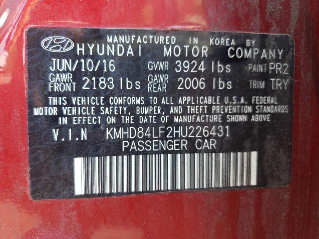 2017 Hyundai Elantra Se VIN: KMHD84LF2HU226431 Lot: 56010254