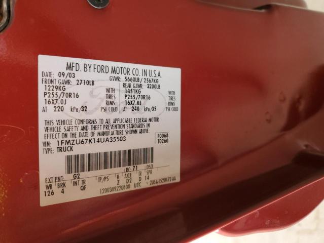 2004 Ford Explorer Sport Trac VIN: 1FMZU67K14UA35503 Lot: 55720314