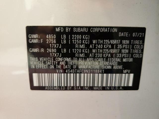 2022 Subaru Outback Premium VIN: 4S4BTAFC8N3118841 Lot: 55516564