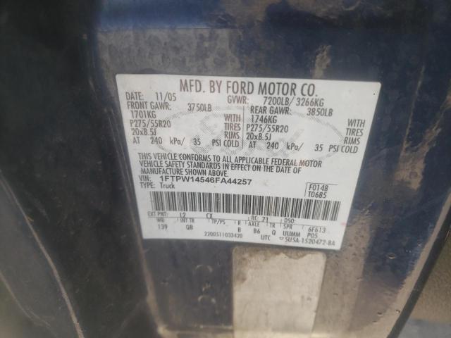 2006 Ford F150 Supercrew VIN: 1FTPW14546FA44257 Lot: 55964674