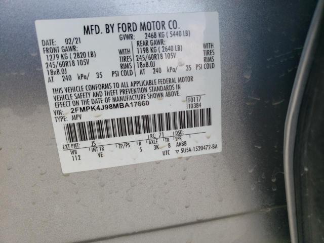 2021 Ford Edge Sel VIN: 2FMPK4J98MBA17660 Lot: 55273624