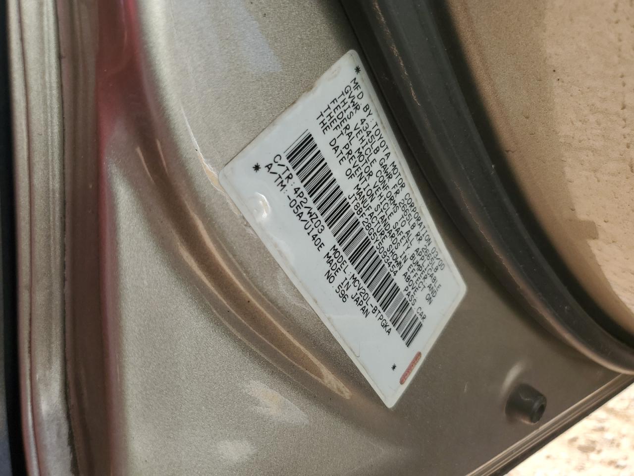 JT8BF28G5Y5093454 2000 Lexus Es 300