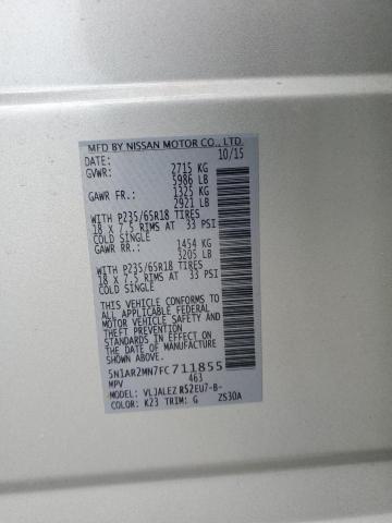 2015 Nissan Pathfinder S VIN: 5N1AR2MN7FC711855 Lot: 55074654