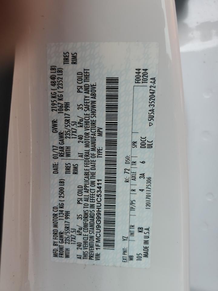 1FMCU9G99HUC53411 FORD ESCAPE 2017
