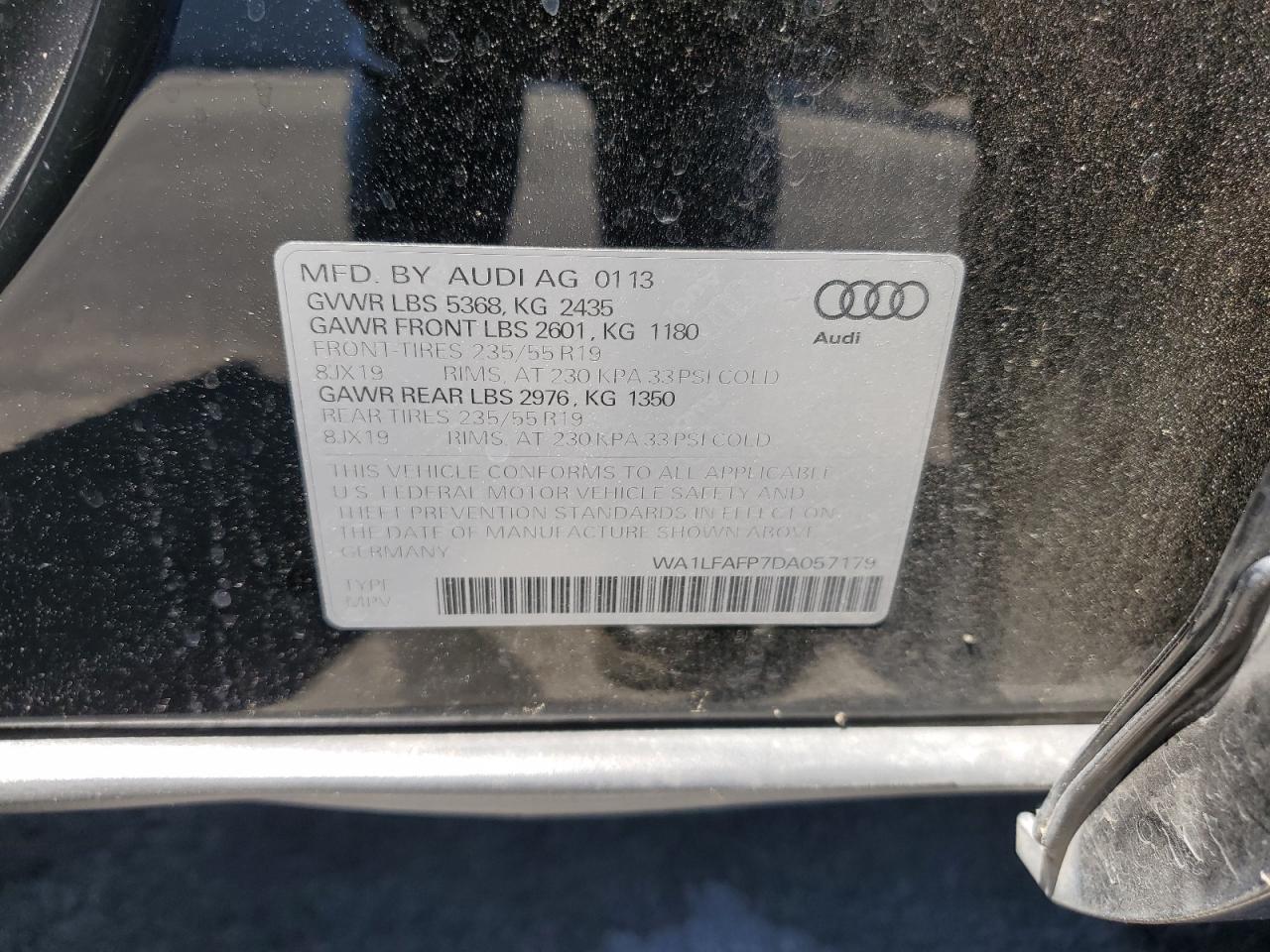 WA1LFAFP7DA057179 2013 Audi Q5 Premium Plus