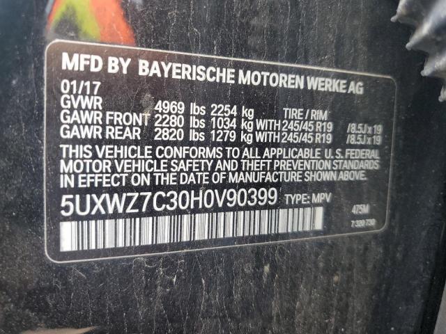 2017 BMW X3 Sdrive28I VIN: 5UXWZ7C30H0V90399 Lot: 54165504