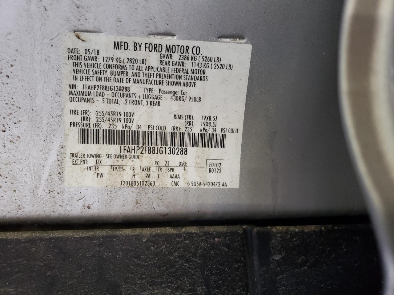 1FAHP2F88JG130288 FORD TAURUS 2018