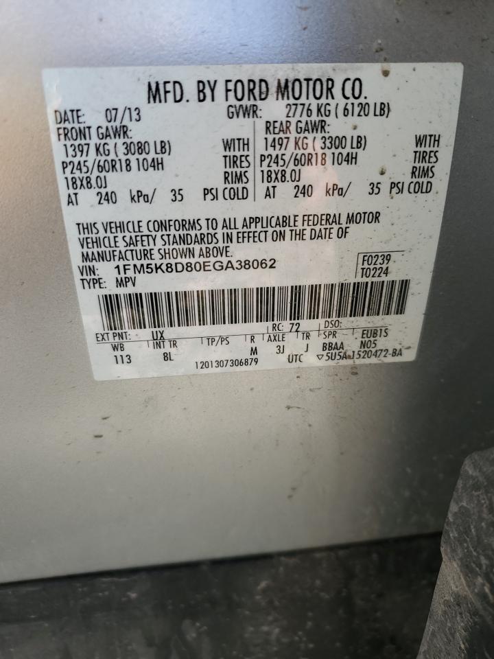 1FM5K8D80EGA38062 2014 Ford Explorer Xlt