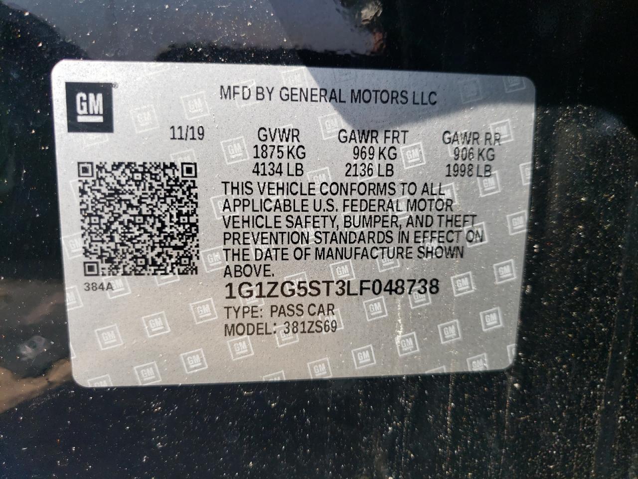 1G1ZG5ST3LF048738 2020 Chevrolet Malibu Rs