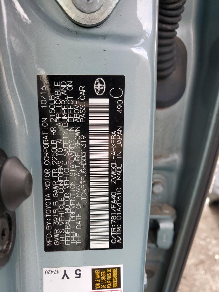 JTDKBRFU5H3031319 2017 Toyota Prius