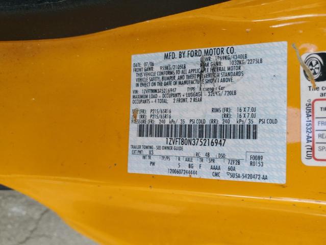 2007 Ford Mustang VIN: 1ZVFT80N375216947 Lot: 54606754