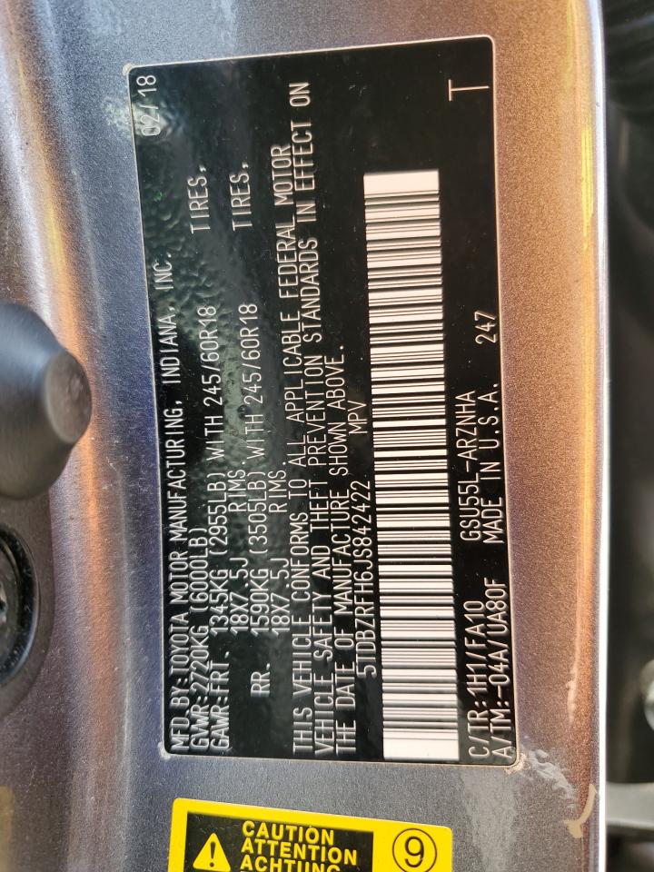 5TDBZRFH6JS842422 2018 Toyota Highlander Le