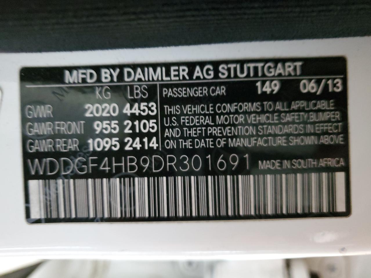 WDDGF4HB9DR301691 2013 Mercedes-Benz C 250