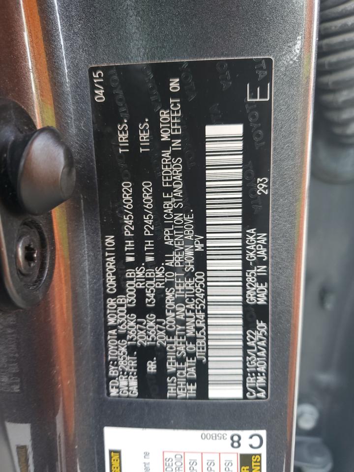 JTEBU5JR4F5249500 2015 Toyota 4Runner Sr5