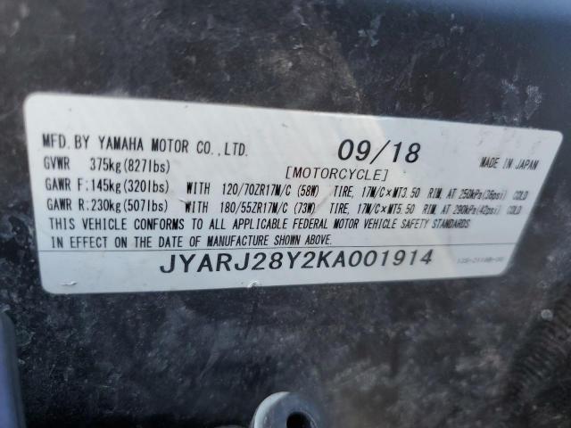 2019 YAMAHA YZFR6 C JYARJ28Y2KA001914
