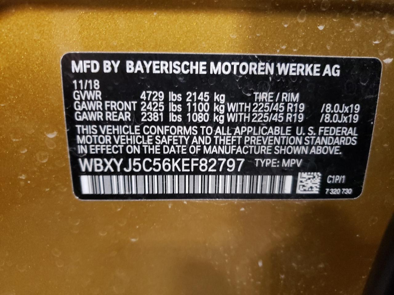 WBXYJ5C56KEF82797 2019 BMW X2 xDrive28I