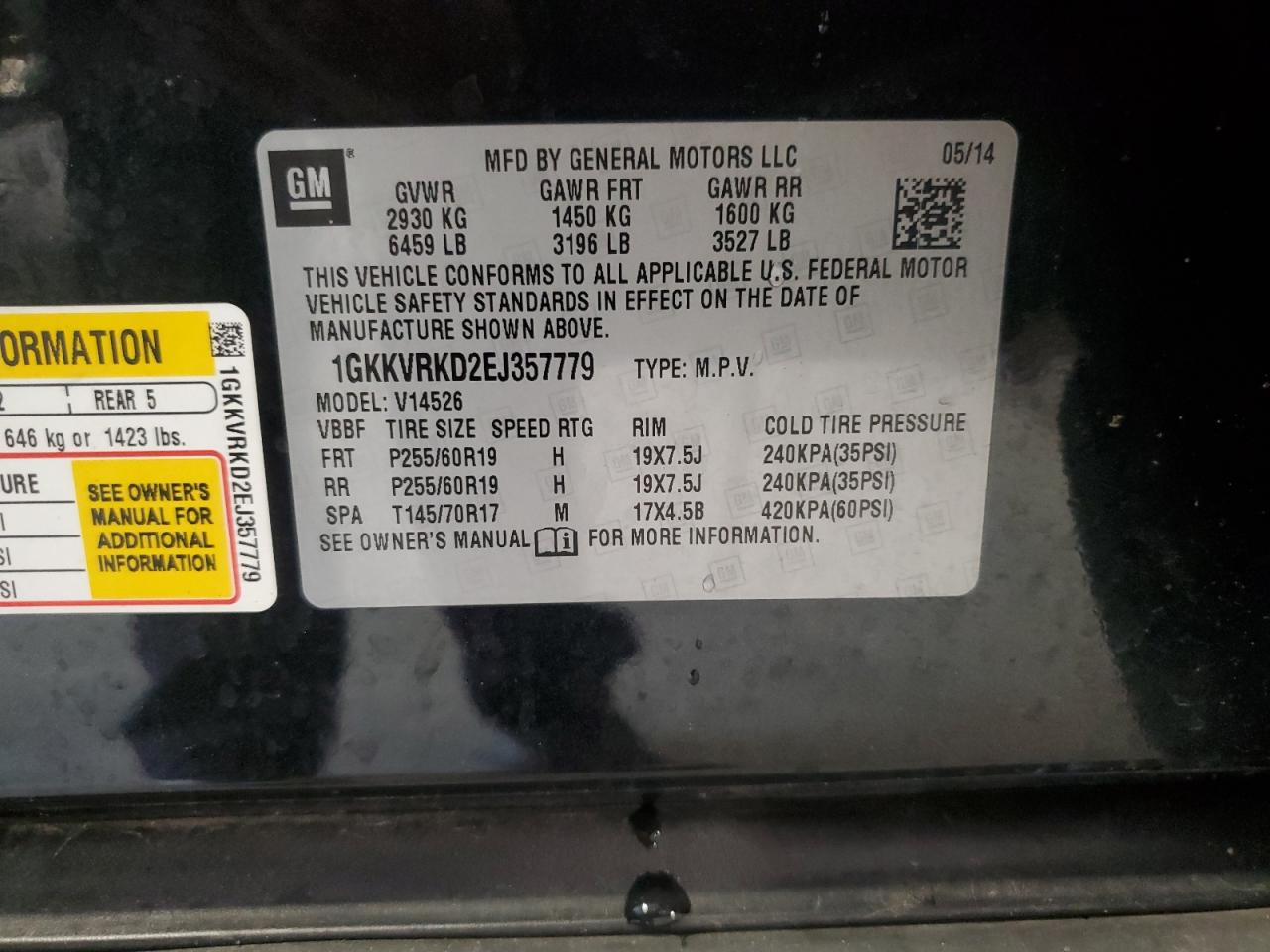 1GKKVRKD2EJ357779 2014 GMC Acadia Slt-1