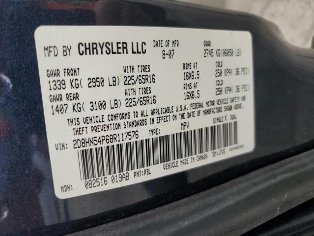 2008 Dodge Grand Caravan Sxt VIN: 2D8HN54P68R117576 Lot: 53490544