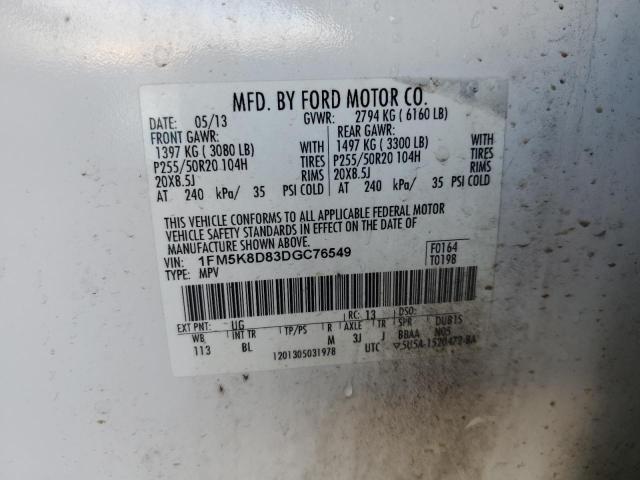 2013 Ford Explorer Xlt VIN: 1FM5K8D83DGC76549 Lot: 54895434