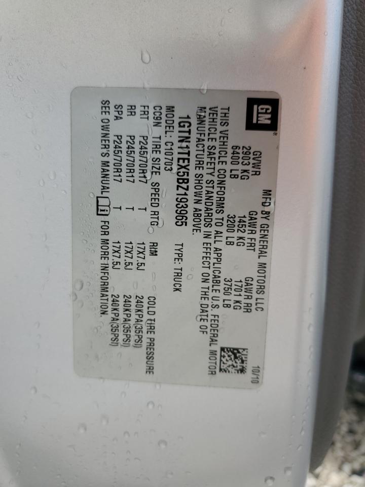 1GTN1TEX5BZ193965 2011 GMC Sierra C1500