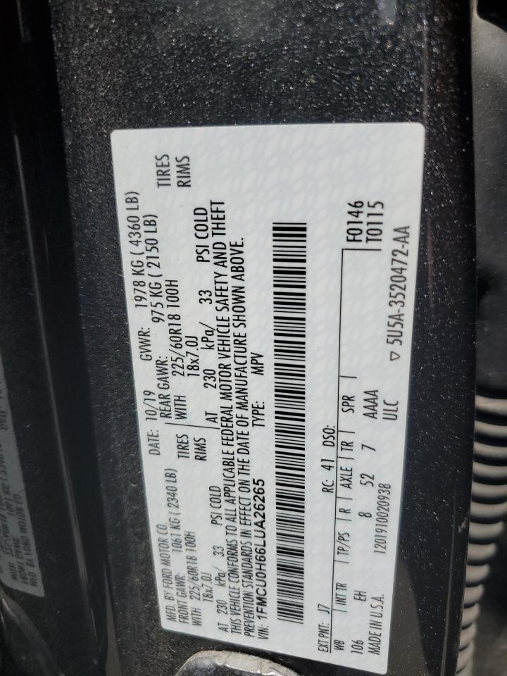 1FMCU0H66LUA26265 FORD ESCAPE 2020