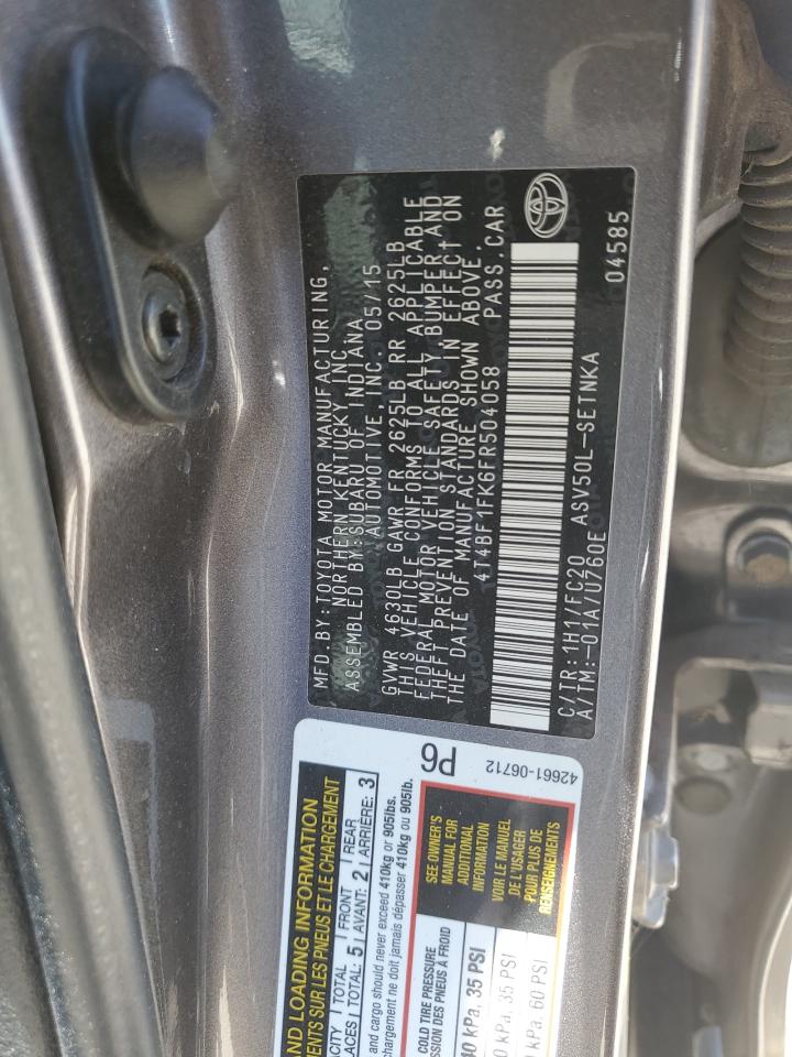 4T4BF1FK6FR504058 2015 Toyota Camry Le