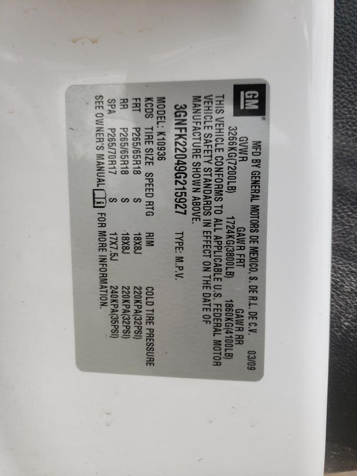 3GNFK22049G215927 2009 Chevrolet Avalanche K1500 Lt