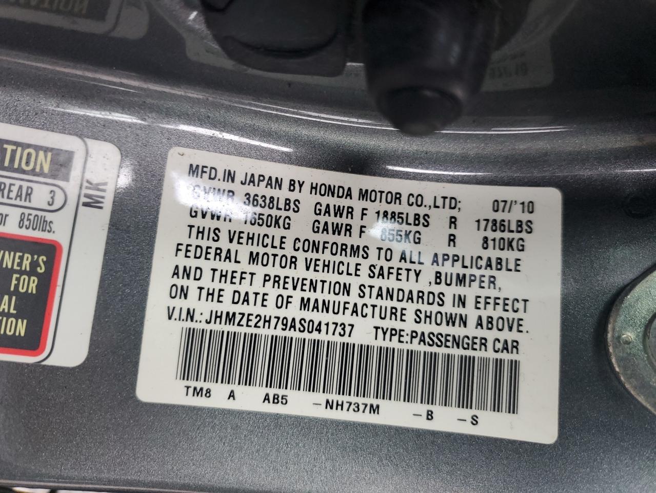 JHMZE2H79AS041737 2010 Honda Insight Ex