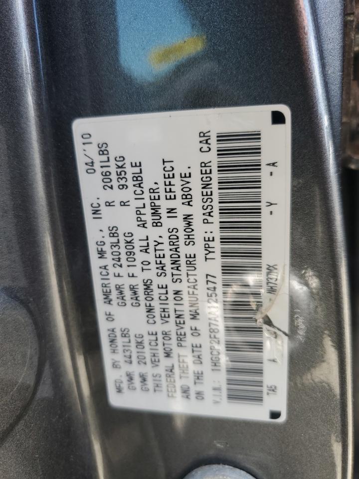 1HGCP2F87AA125477 2010 Honda Accord Exl
