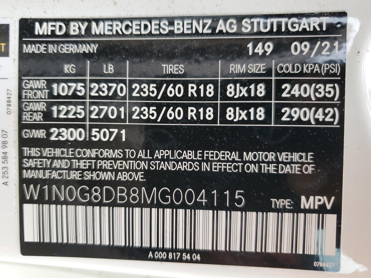 W1N0G8DB8MG004115 2021 Mercedes-Benz Glc 300