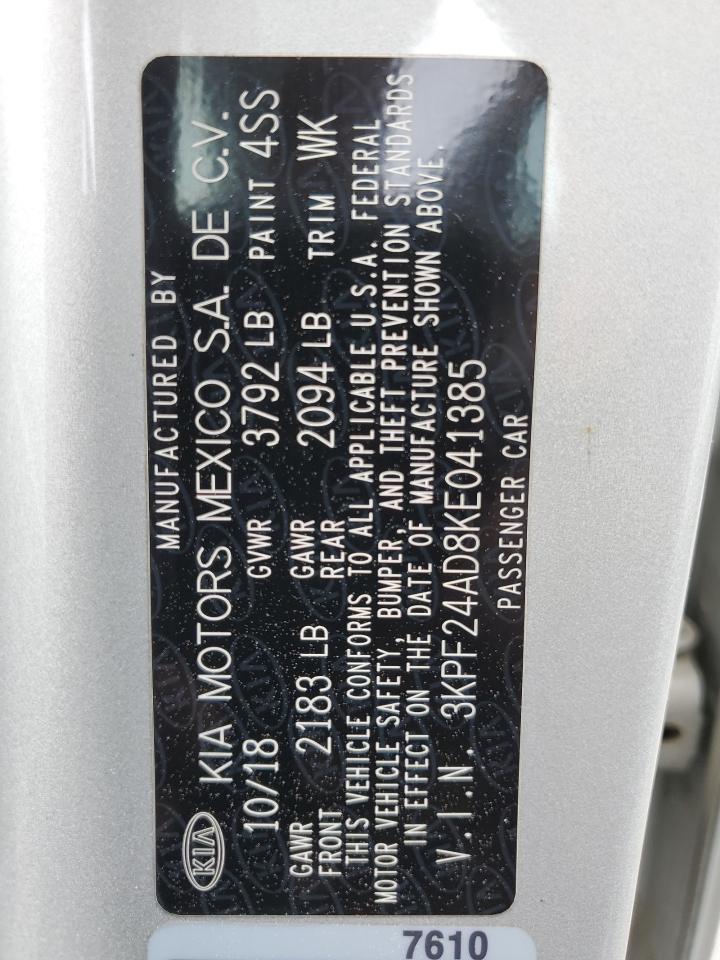 3KPF24AD8KE041385 2019 Kia Forte Fe