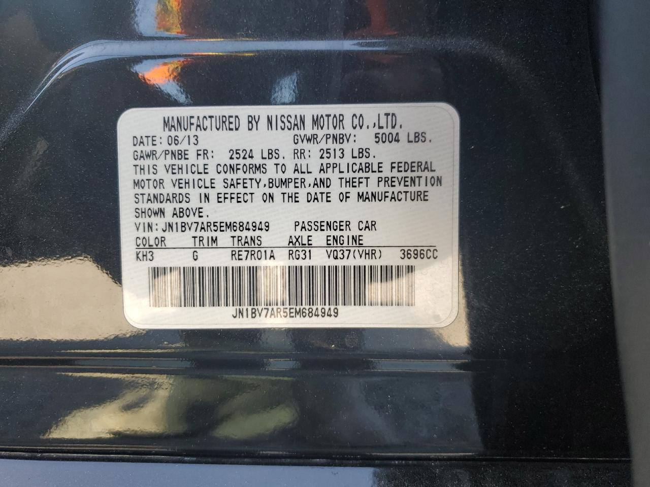 JN1BV7AR5EM684949 2014 Infiniti Q50 Base