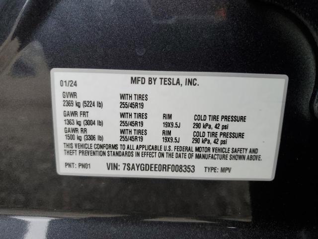 2024 Tesla Model Y VIN: 7SAYGDEE0RF008353 Lot: 56154734