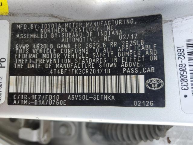 2012 Toyota Camry Base VIN: 4T4BF1FK3CR201718 Lot: 56004444