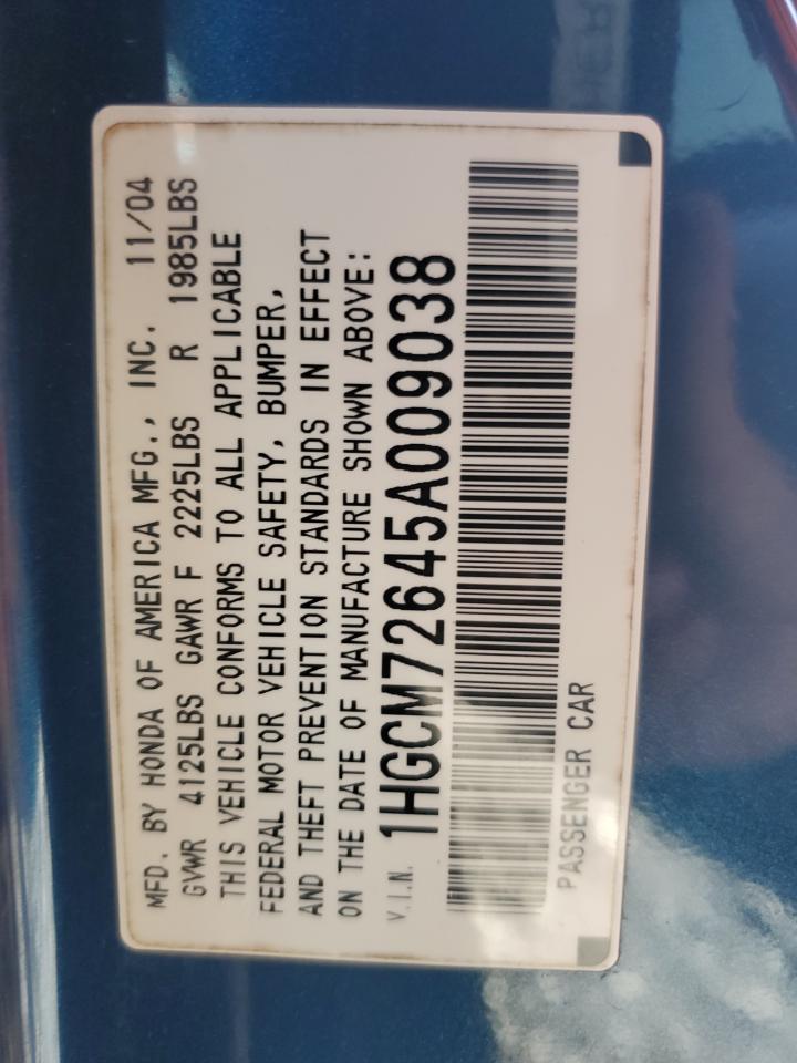 1HGCM72645A009038 2005 Honda Accord Ex