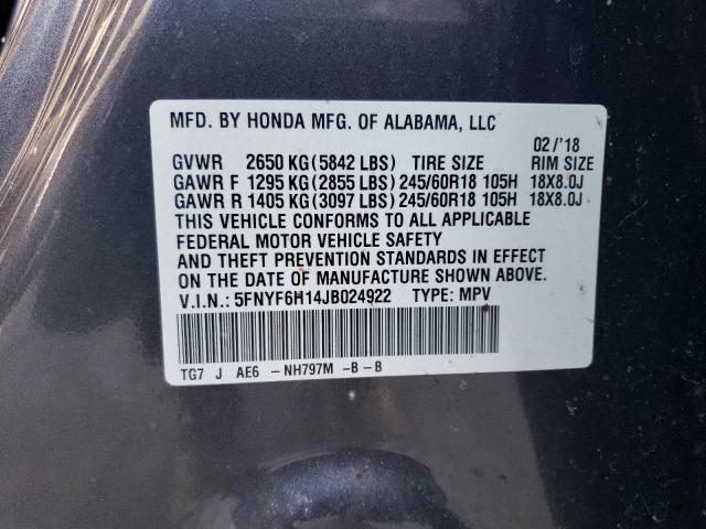 2018 HONDA PILOT LX - 5FNYF6H14JB024922