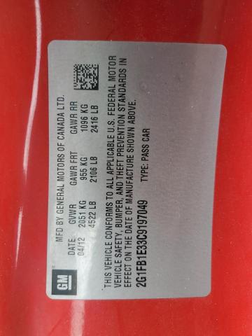 2012 Chevrolet Camaro Lt VIN: 2G1FB1E33C9197049 Lot: 55577754