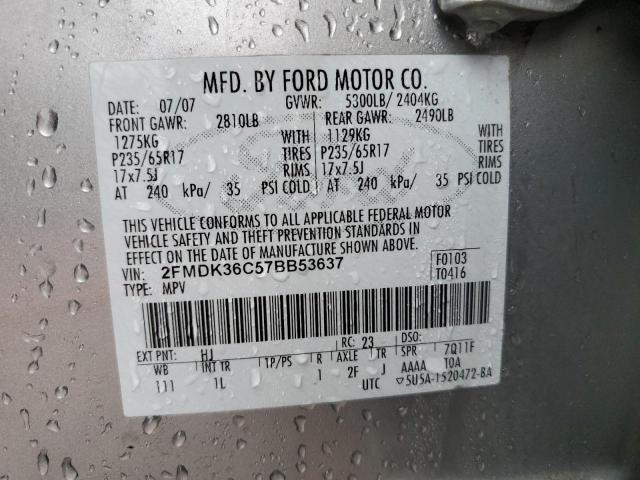 2007 Ford Edge Se VIN: 2FMDK36C57BB53637 Lot: 55205904