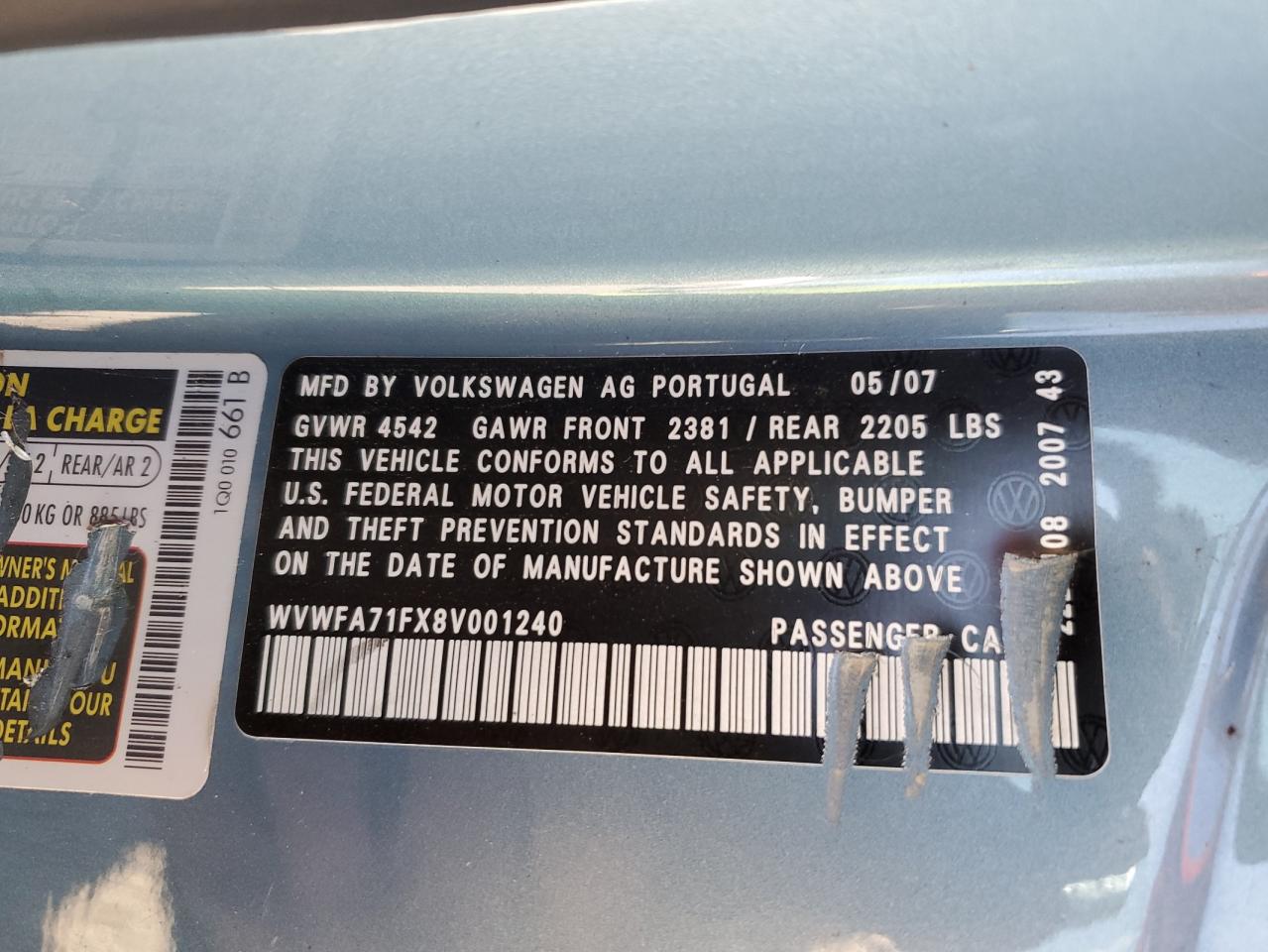 WVWFA71FX8V001240 2008 Volkswagen Eos Lux