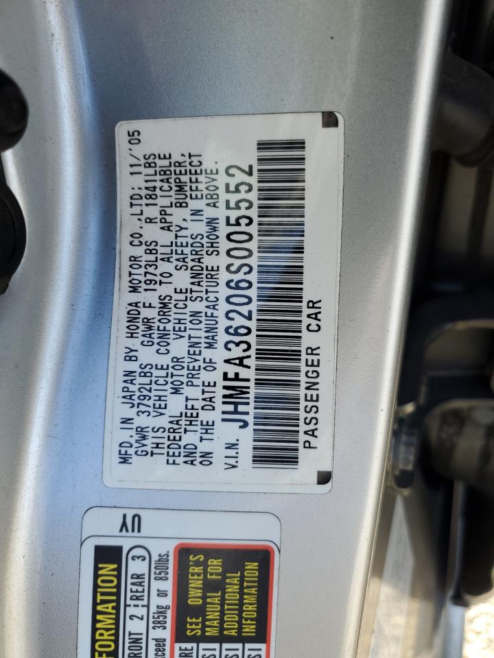 JHMFA36206S005552 2006 Honda Civic Hybrid