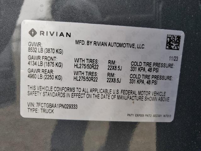 2023 Rivian R1T Adventure VIN: 7FCTGBAA1PN029333 Lot: 54909914