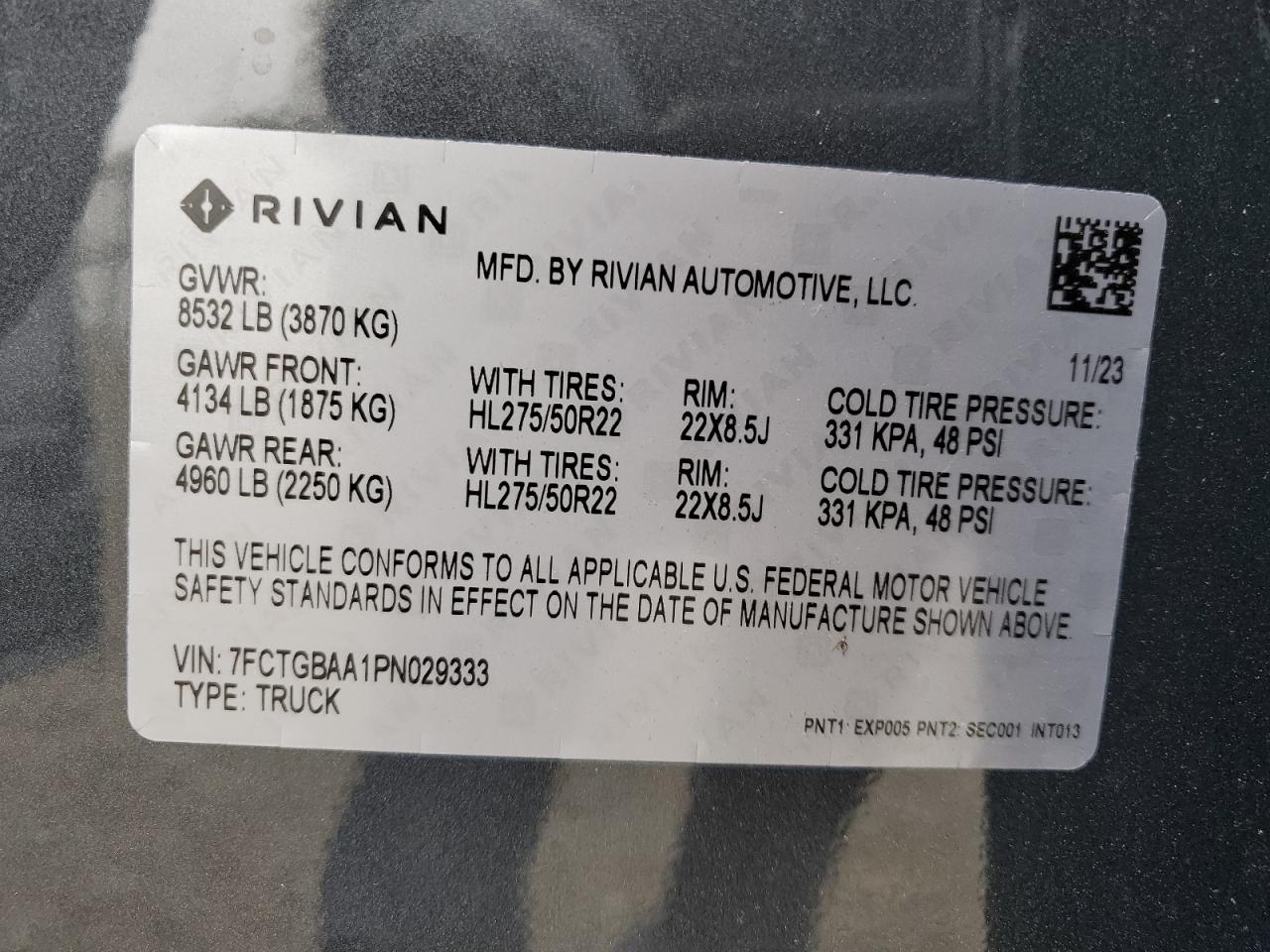 7FCTGBAA1PN029333 2023 Rivian R1T Adventure