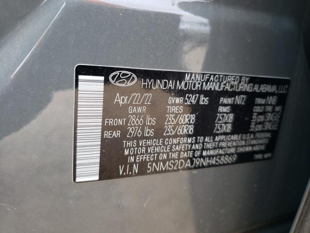 2022 Hyundai Santa Fe Sel VIN: 5NMS2DAJ9NH458869 Lot: 53284644