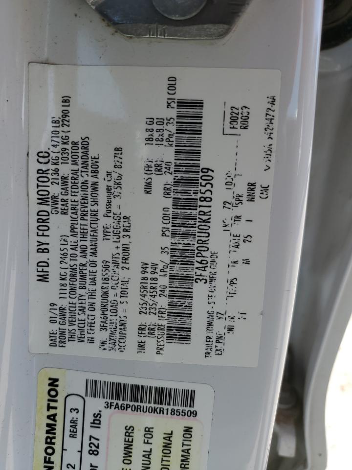 3FA6P0RU0KR185509 FORD FUSION 2019