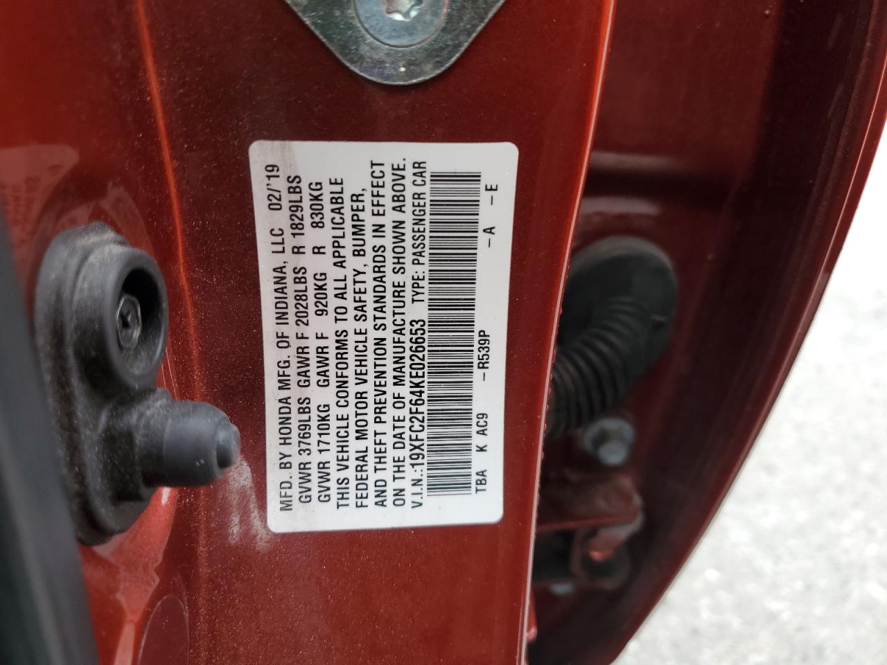 19XFC2F64KE026653 2019 Honda Civic Lx