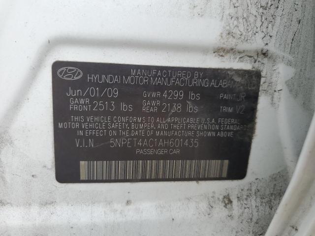 2010 Hyundai Sonata Gls VIN: 5NPET4AC1AH601435 Lot: 55150984