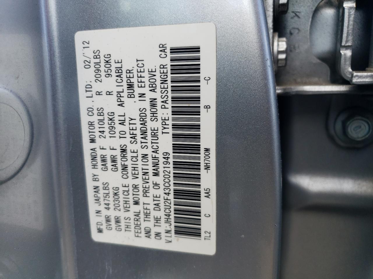 JH4CU2F43CC021949 2012 Acura Tsx