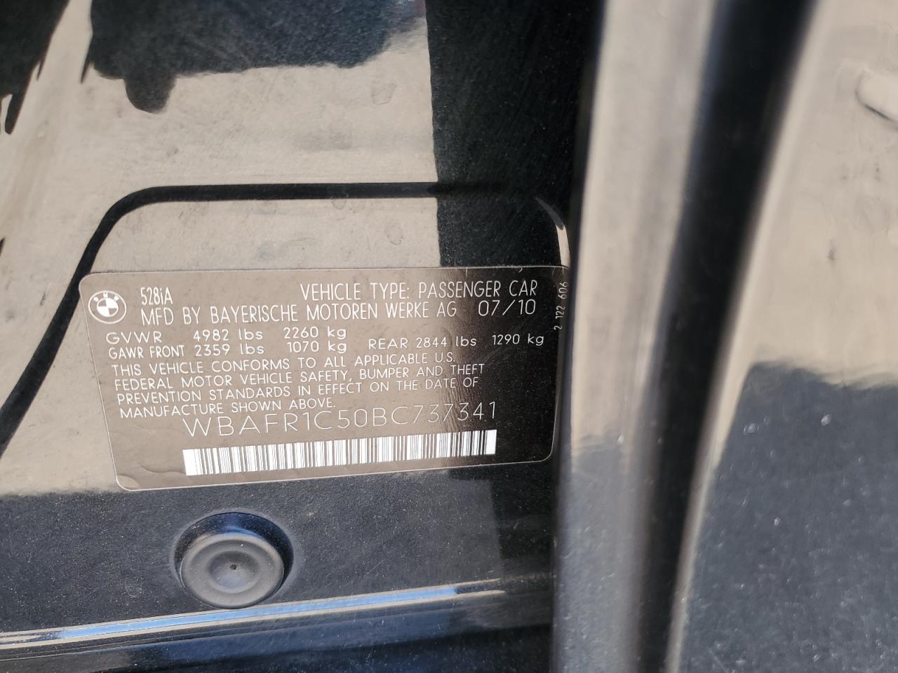 WBAFR1C50BC737341 2011 BMW 528 I