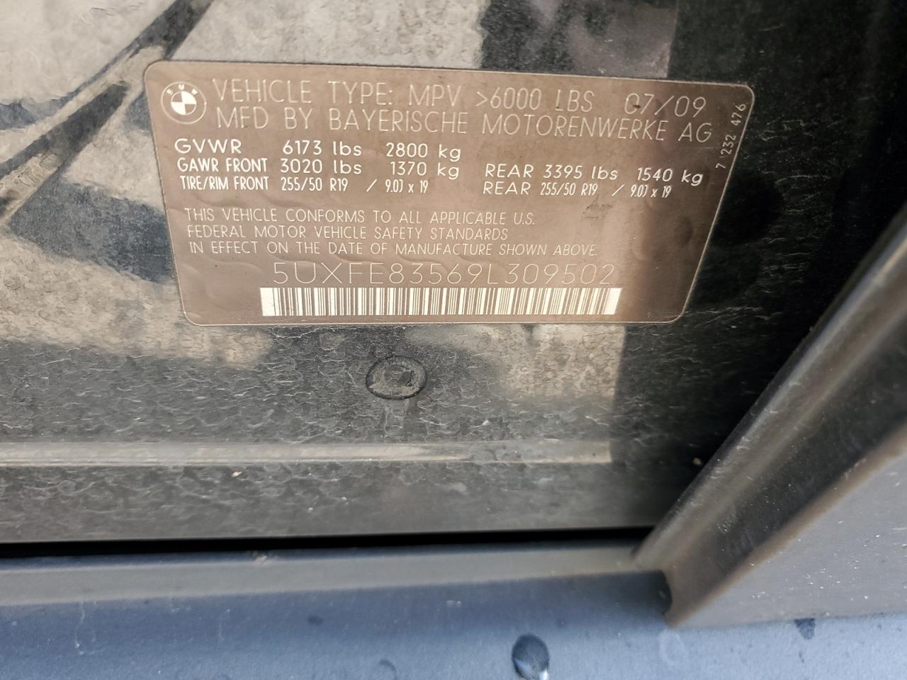 5UXFE83569L309502 2009 BMW X5 xDrive48I